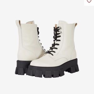 NWOT Marc Fisher White Combat Boots
